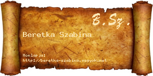 Beretka Szabina névjegykártya